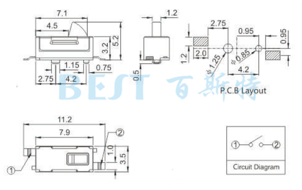 微動開關(guān)TC-TS11參考圖紙 微動開關(guān)TC-TS11參考圖紙